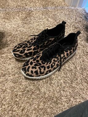Leopard Print Knit Slip-On Sneakers - Black & Tan